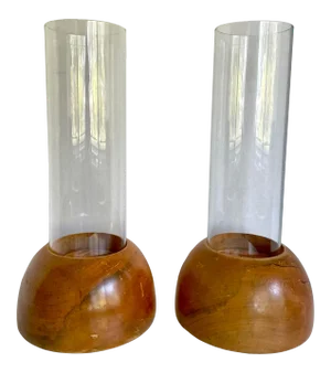 1960s Danish Modern Hurricane Candle Holder Pair