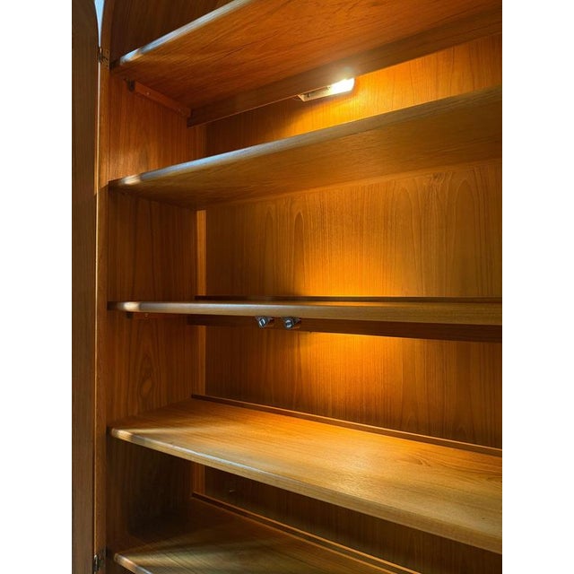 Dyrlund Round Arched Teak Display Case with Lighting by Dyrlund For Sale - Image 4 of 11