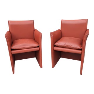 Late 20th Century 401 Break Arm Chairs by Mario Bellini for Cassina in Red Leather - a Pair For Sale