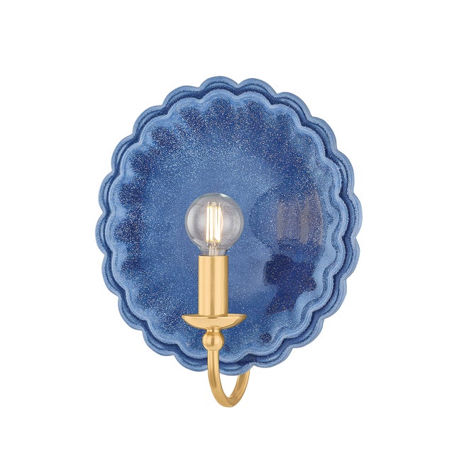 Ceramic Mitzi Paulette 9.75 in. 1 Light Wall Sconce in Aged Brass and Ceramic Indigo Wash Finish For Sale - Image 7 of 7