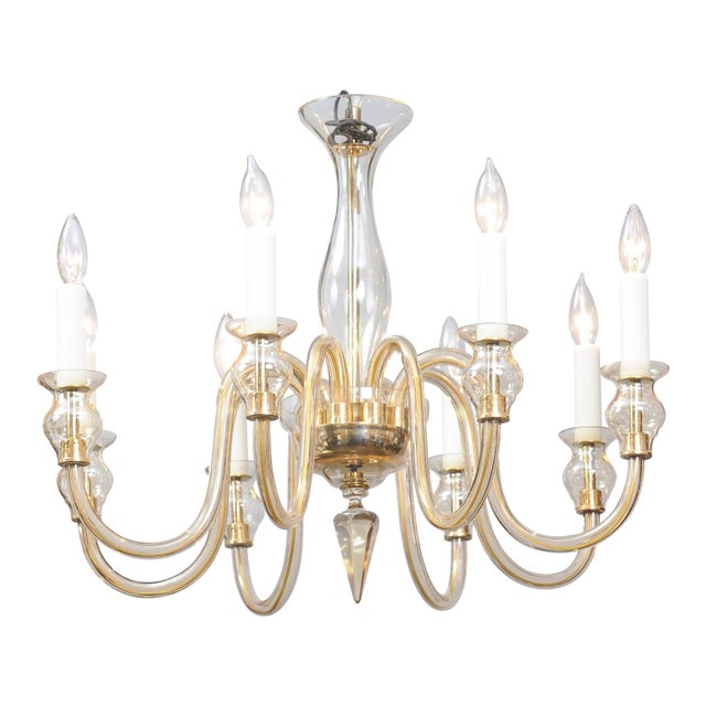 1960s Scintillating 8-Light Venetian Glass Chandelier For Sale
