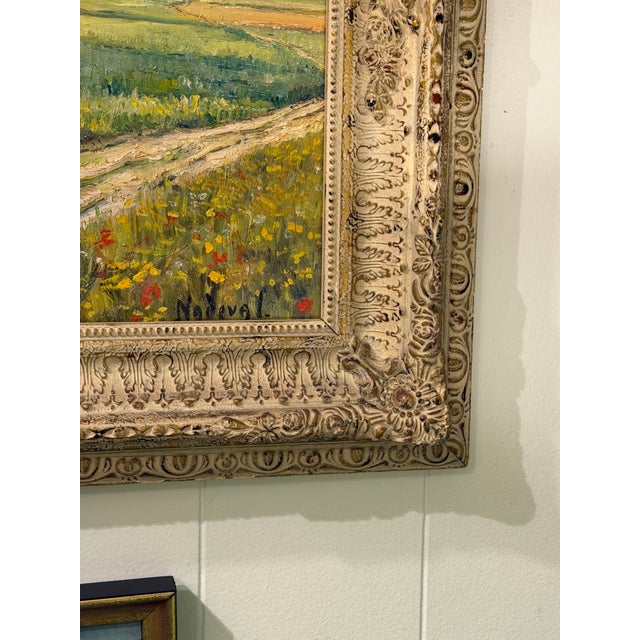 This captivating 19th Century French oil painting captures the essence of nature with a flowering tree in a lush green...