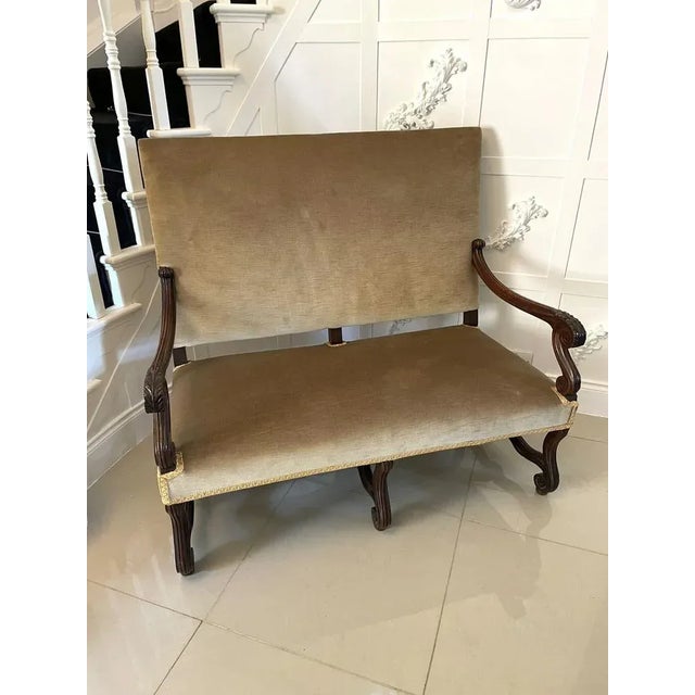 Antique Victorian French Carved Walnut Settee For Sale - Image 12 of 12