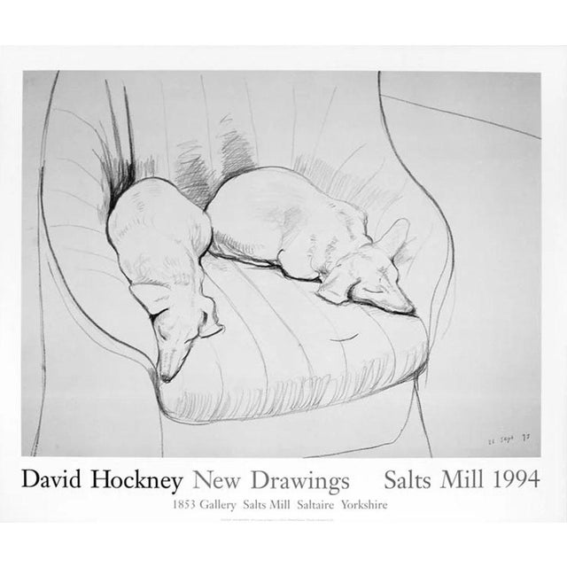 David Hockney Black and White Dogs Official Exhibition Poster Dimensions: 32,8 x 27,4 in / 83.4 x 69.8 cm Sold unframed