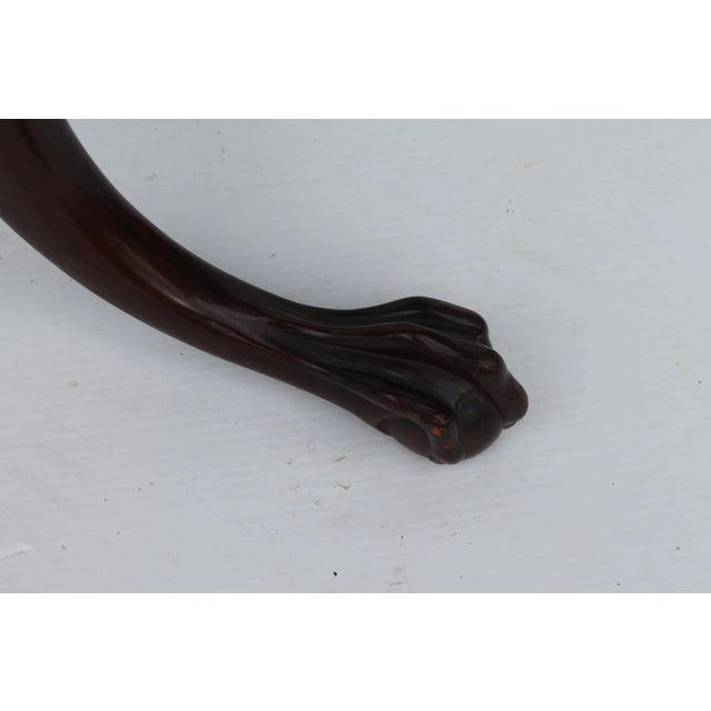 1940's Chippendale Style Carved Mahogany Pie Crust Carved Baluster, Ball/ Claw Foot Accent Table For Sale - Image 9 of 11