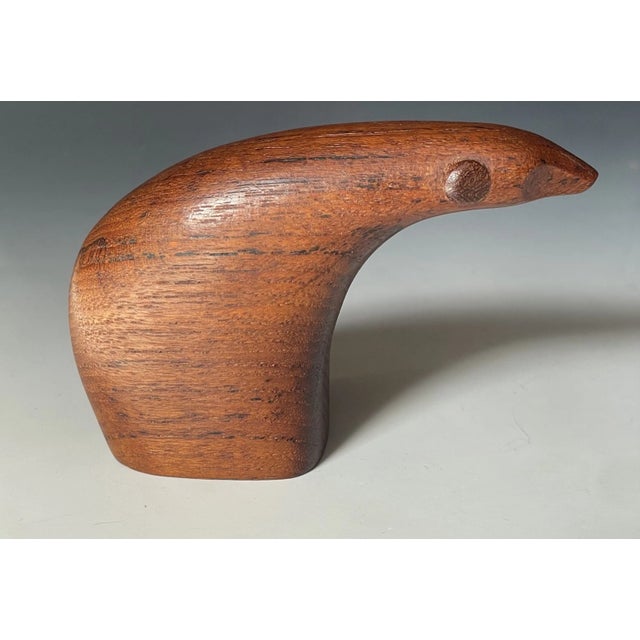 Mid-Century Modern Denmark Hand Carved Wooden Bear 1950s 1960s Figurine Lev Kari For Sale - Image 4 of 18