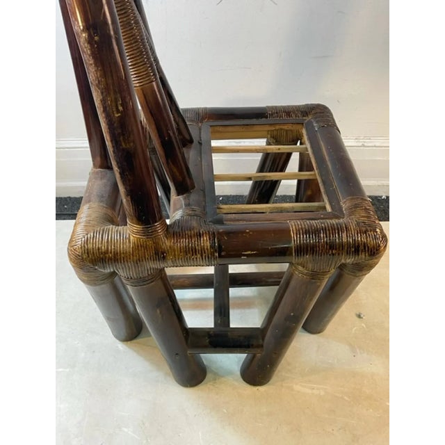 Wood 1970s Modern Cubistic Bamboo & Rattan Chair For Sale - Image 7 of 9