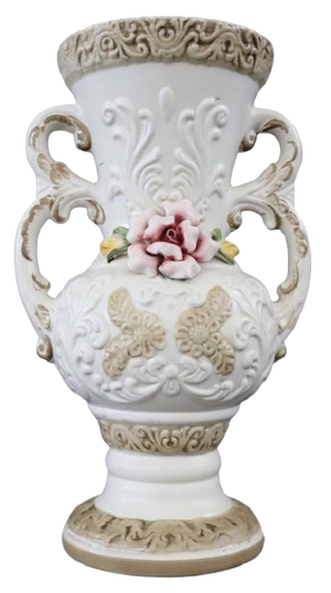Hand-Painted Porcelain Biscuit Vase by Capodimonte, 1990s