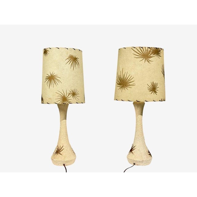 1950s American Modern, Atomic Age Table Lamps, Chalkware, Fiberglass - a Pair For Sale - Image 14 of 14