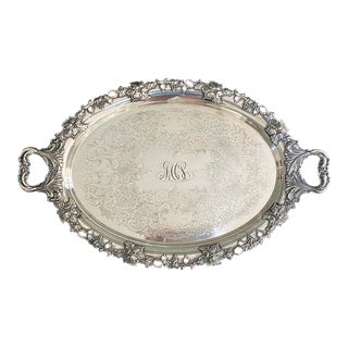 Large Antique Gorham Silver Plated Footed Tray For Sale
