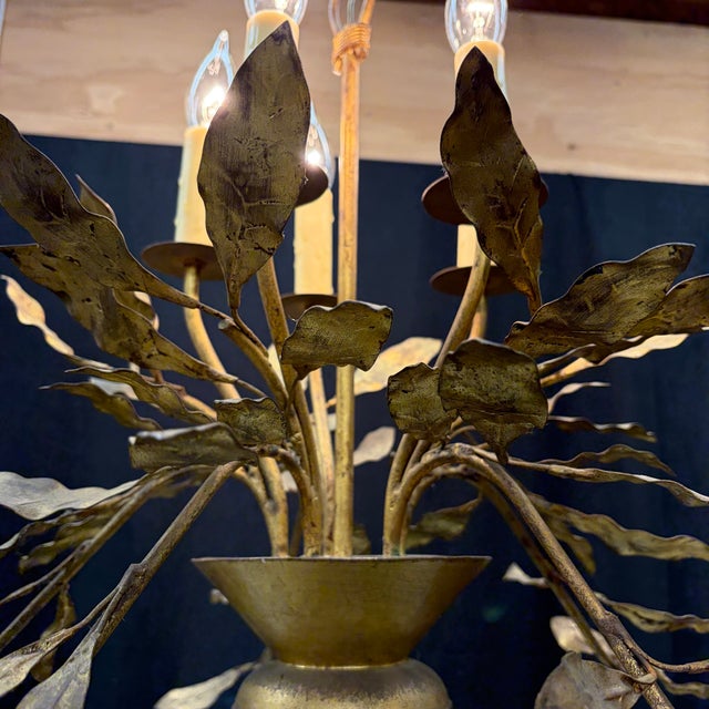 Antique French Chandelier With Gold Leaves and Branches in Old Gilding For Sale - Image 10 of 14