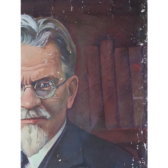 Realism Mikhail Kalinin Portrait Painting, Socialist Realism Art, 1970s For Sale - Image 3 of 6