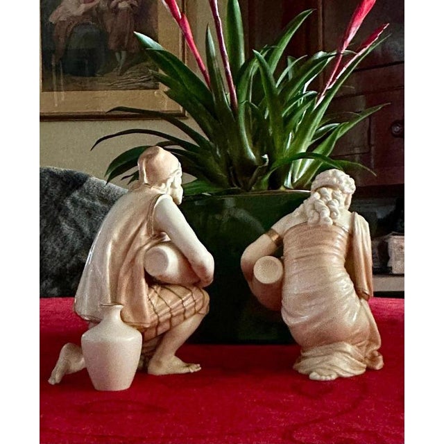 Kneeling Water Carriers attributed to James Hadley for Royal Worcester, Set of 2 For Sale - Image 4 of 10