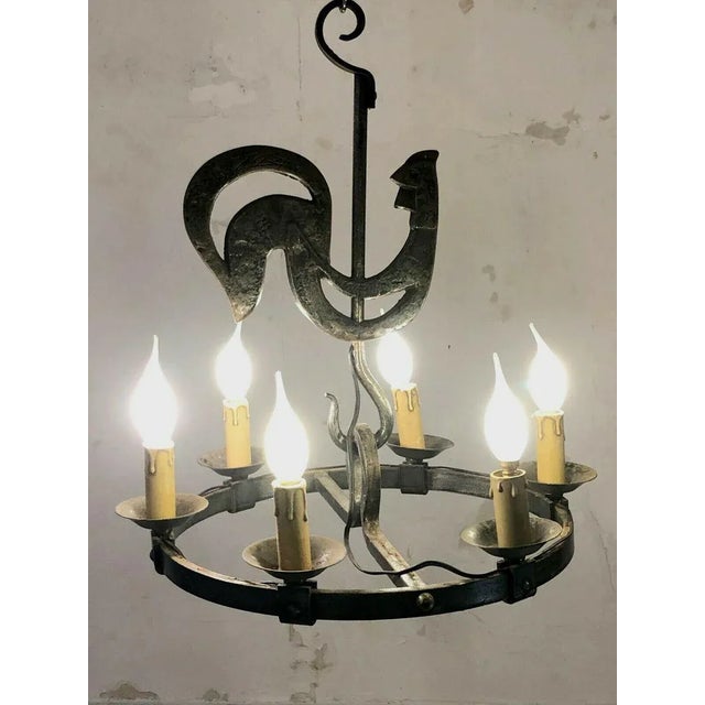 An impressive sculptural circular suspension rooster, Art People, Brutalist, Rustic-Modern, Shabby-Chic, circular...