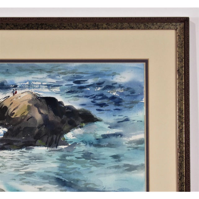 Wayne Carl Lacom, "Coastal Scene with Figures", Circa 1970 For Sale In San Francisco - Image 6 of 7