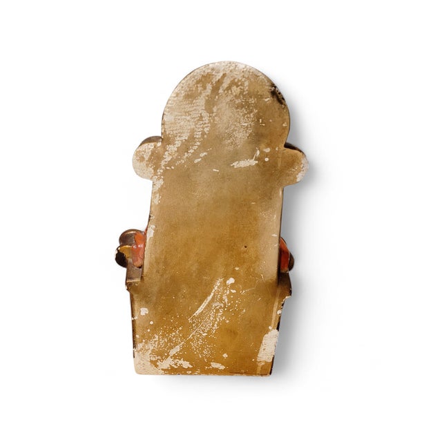 Antique Polychrome Plaster Sacred Heart of Jesus Sculpture, 19th Century For Sale - Image 12 of 18