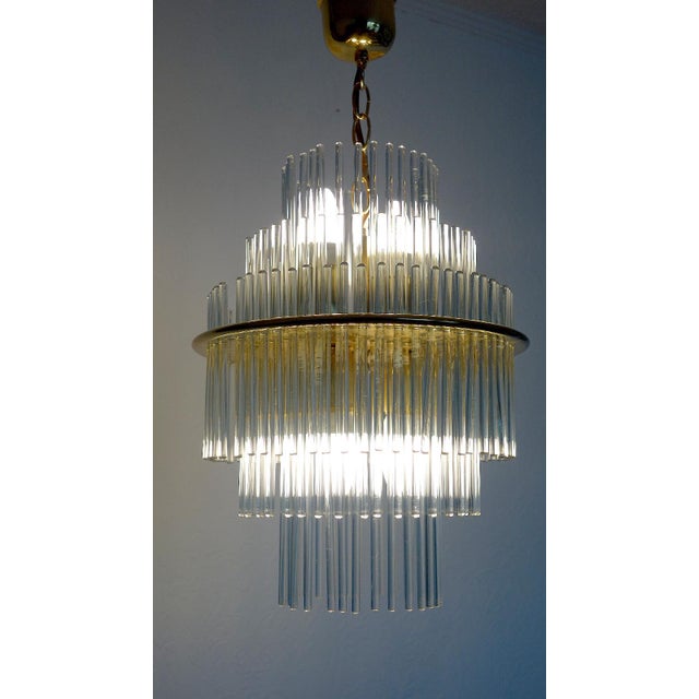 Gold Vintage Glass 5-Light Rod Chandelier by Gaetano Sciolari, 1960s For Sale - Image 8 of 9