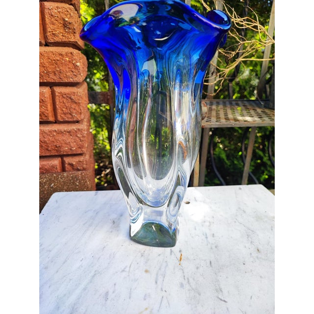 1970s Bohemian Cobalt Vase from Egermann, 1950s For Sale - Image 5 of 9