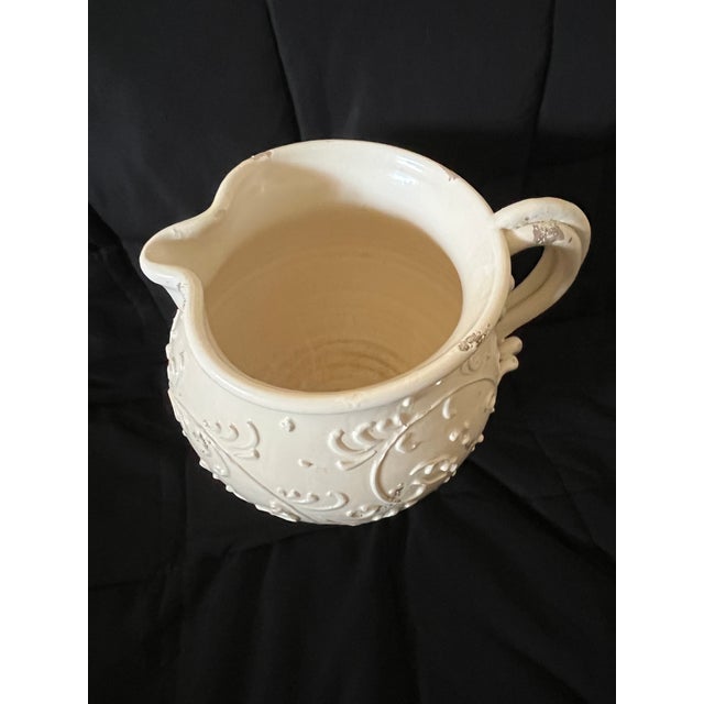 1990s Extra Large Arte Italica Cream Color Rustic Italian Pitcher For Sale - Image 6 of 9