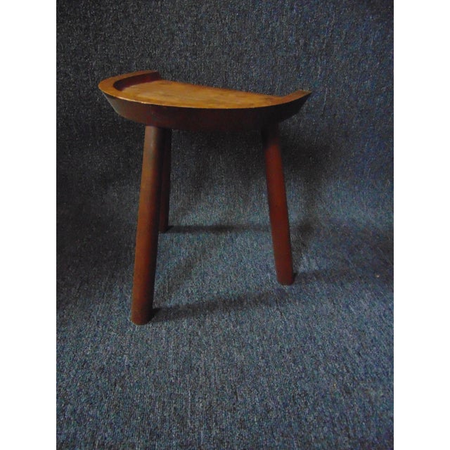 Mid 20th Century Mid Century Modern Walnut Tri Leg Stool For Sale - Image 5 of 7