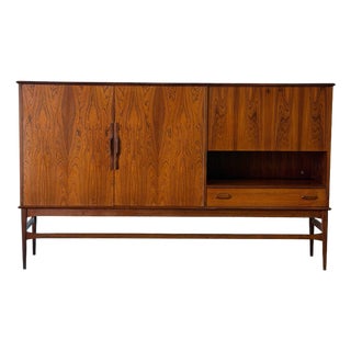 Large Rosewood Sideboard With Drop-Down Bar and Shelves Danish Mid-Century Modern 1960s For Sale