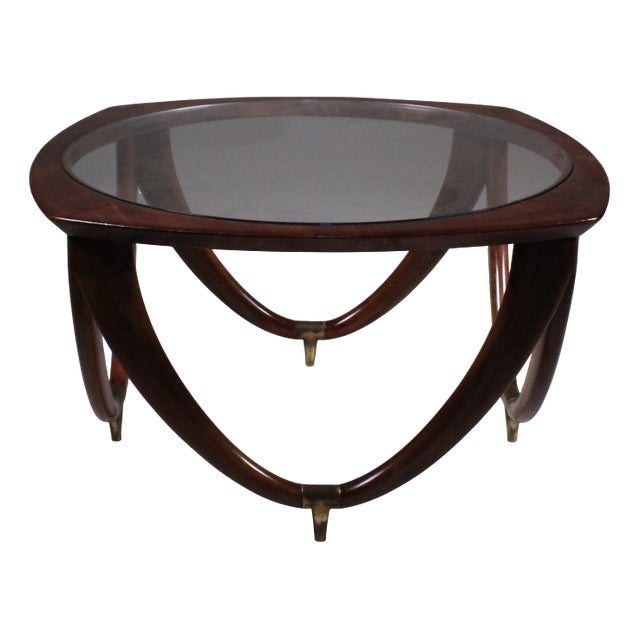 Wooden and Glass Coffee Table by Melchiorre Bega, 1950s For Sale