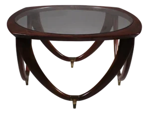 Wooden and Glass Coffee Table by Melchiorre Bega, 1950s