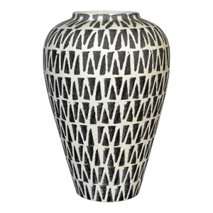 Mid Century Italian Black & White Abstract Pattern Ceramic Vase