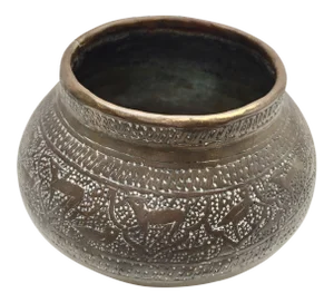 Middle Eastern Egyptian Moorish Hand-Etched Islamic Brass Bowl