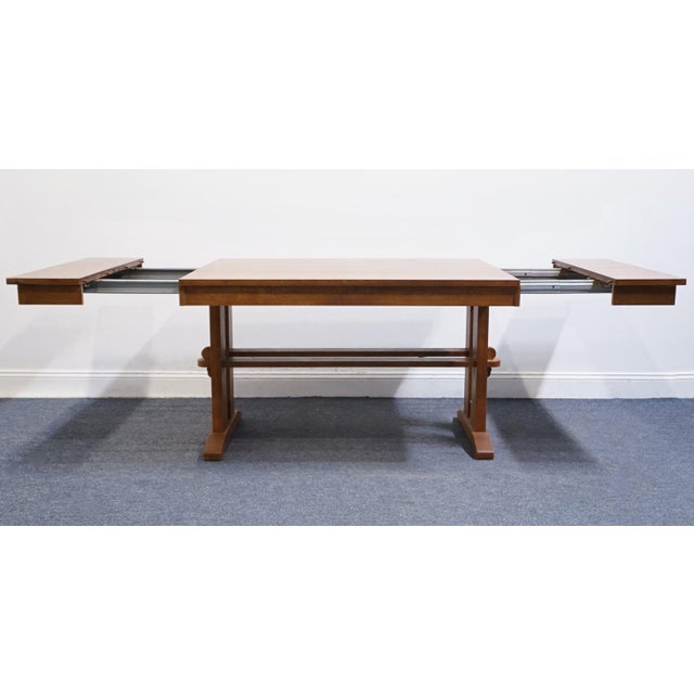 Bassett Furniture Mission Style Solid Oak 93" Trestle Dining Table 4033-0449 For Sale In Kansas City - Image 6 of 15