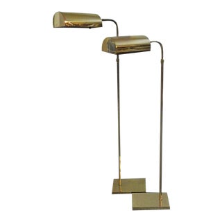 1970s Omi Koch and Lowy Solid Brass Floor Lamps - a Pair For Sale