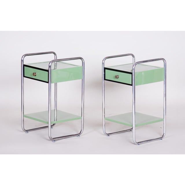 Bauhaus Side Tables in Chrome-Plated Steel and Wood, Czech, 1930s, Set of 2 For Sale - Image 15 of 18
