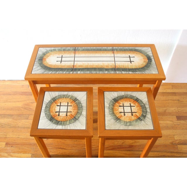 Mid-Century Modern Mid Century Modern Danish Teak Tile Top Nesting Tables For Sale - Image 3 of 5