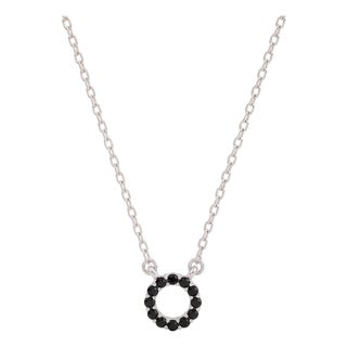 Black Onyx Circle Necklace | 925 Sterling Silver Delicate Open Layering Necklace | Everyday Minimalist Jewelry Gift For Sale