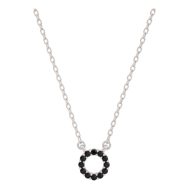 Black Onyx Circle Necklace | 925 Sterling Silver Delicate Open Layering Necklace | Everyday Minimalist Jewelry Gift For Sale