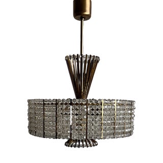 Acrylic, Crystal, Glass and Gilt Brass Chandelier attributed to Emil Stejnar for Rupert Nikoll, 1950s For Sale