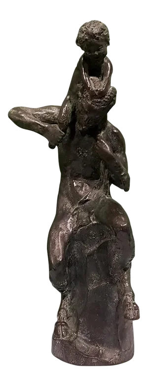 Satyr with Young Faun on his Shoulders - Bronze Sculpture by Aurelio Mistruzzi 1930