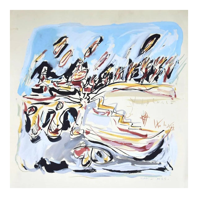 Unknown, Composition, Mixed Media on Cardboard, 1975 For Sale