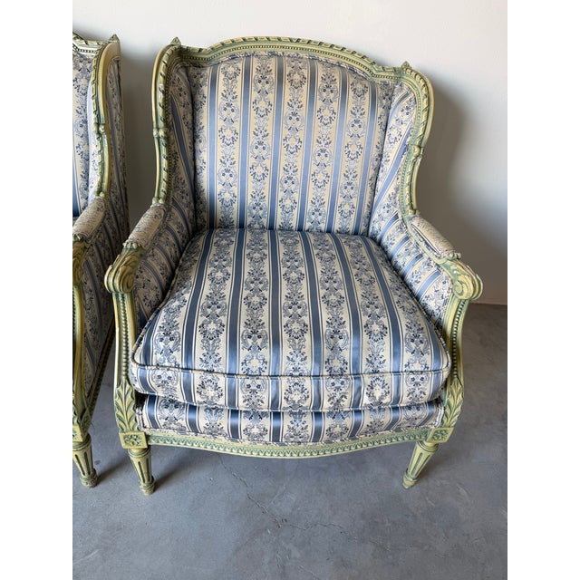 1970s 1970s Pair of French Louis XVI Style Carved Wood Armchairs For Sale - Image 5 of 18