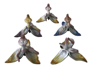 C.1900 French Faience Orchid Place Holders-Set of 5
