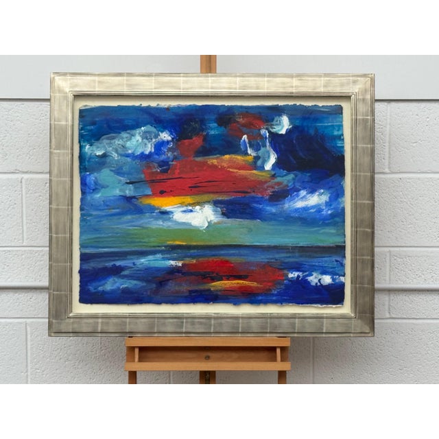 California Sunset - Blue, Red & Yellow Modern Abstract Landscape Seascape Art 1997 For Sale - Image 9 of 16