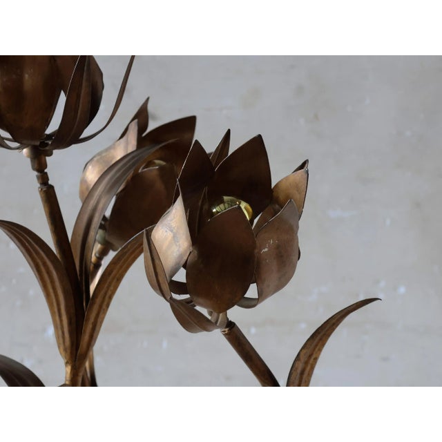 Mid-Century Modern Vintage Brass Flower Floor Lamp by Hans Kögl, 1970s For Sale - Image 3 of 12