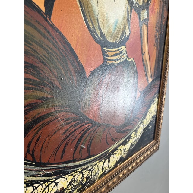 1960s Vintage 1960s Mid-Century Flamenco Dancer Figurative Painting, Signed For Sale - Image 5 of 7