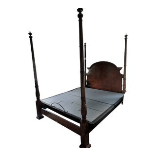 1990s Baker Furniture Charleston Mahogany 4 Post Bedframe / King For Sale