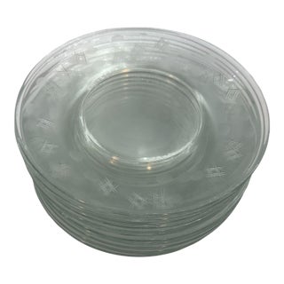Early 20th Century Criss Cross and Punties Bread & Butter Plates by Standard Glass - Set of 12 For Sale