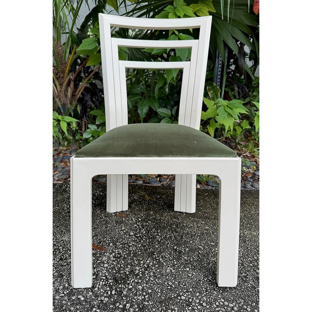 Postmodern 1980s Postmodern Lacquered Dining Chairs Newly Reupholstered - Set of 4 Offwhite For Sale - Image 3 of 11