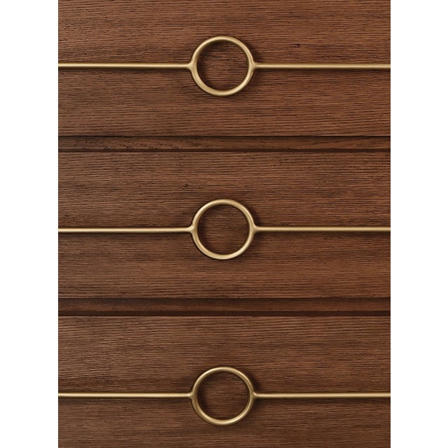 Matthew Izzo Home Roderick Provincial Brown Oak Three Drawer Chest With Brass Accents For Sale In New York - Image 6 of 7