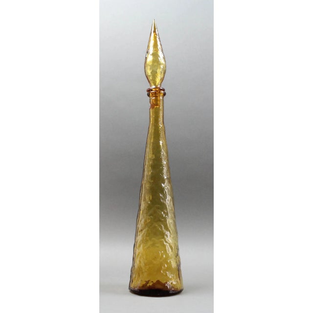 Mid-Century Modern Guildcraft Italy Amber Empoli Glass Decanter Genie Bottle Mid Century Modern For Sale - Image 3 of 7