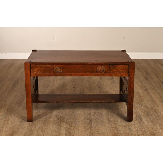 Antique Arts & Crafts Library Table Writing Desk For Sale - Image 13 of 18