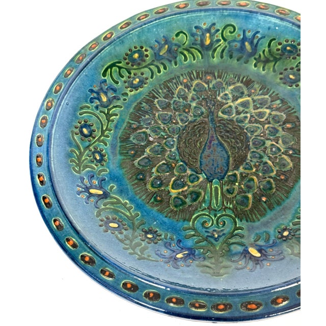 Welsh Arts & Crafts Peacock Charger by John Lang, Aberamffra, circa 1910–1925 For Sale - Image 12 of 18